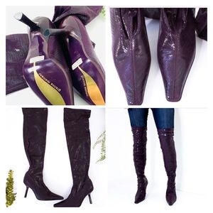 Purple snakeskin boots